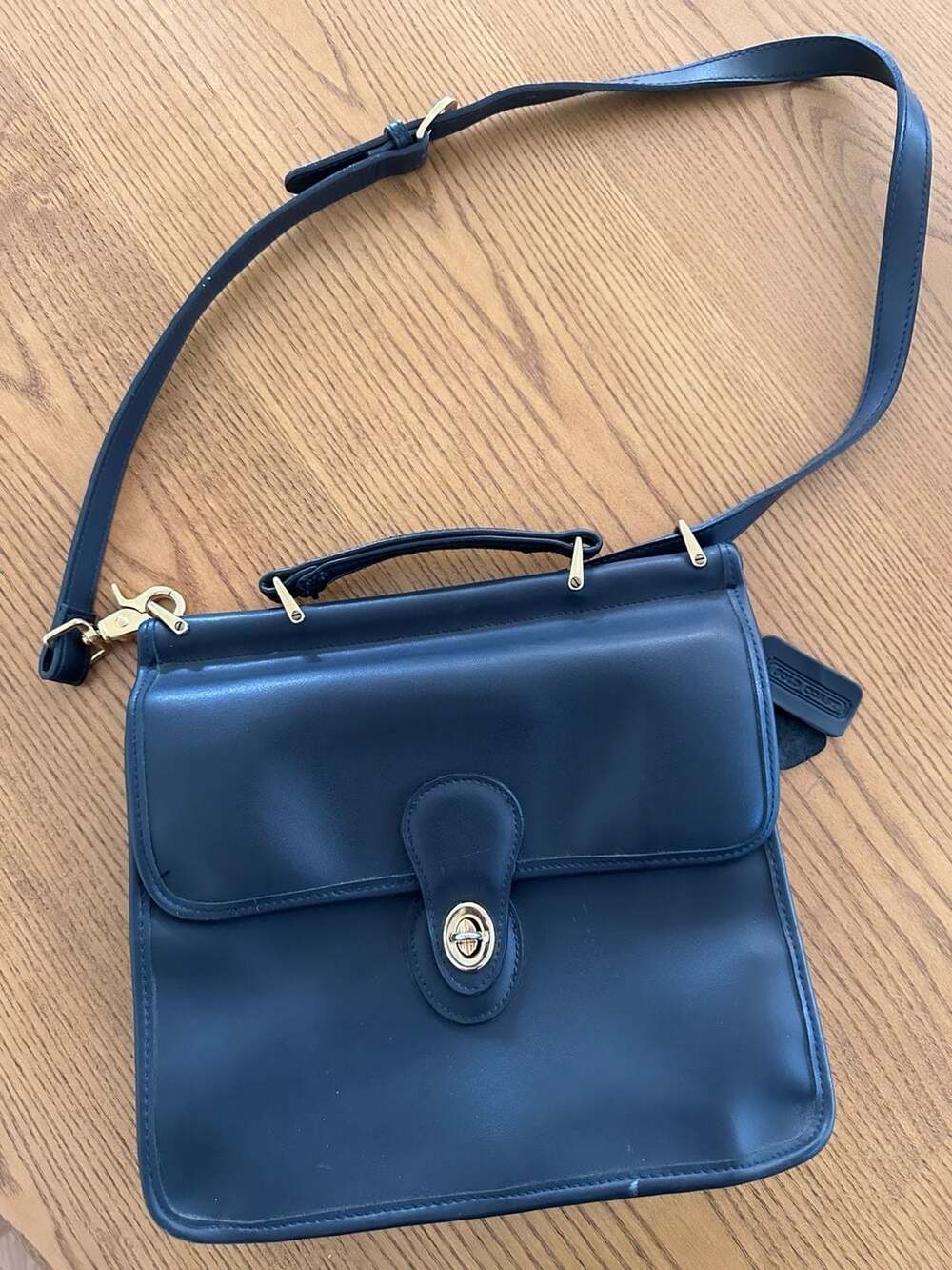 Gold Coast Navy Blue Leather Top Handle Crossbody Shoulder Bag